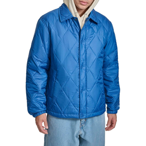 Men's Quilted Jacket Solid Color Turn-down Collar Button Closure Polyester Wadding Casual Autumn Wear Regular Fit - Product Image 4