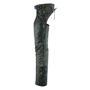 Cuissardes en cuir de vachette vieilli pour homme, style western, protection réglable pour la pratique de l'équitation - Product Image 5