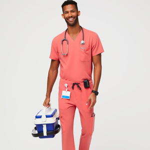 Ensemble de blouses médicales tricotées de haute qualité pour femmes Just Love, six poches (col en V avec pantalon cargo) - Product Image 2