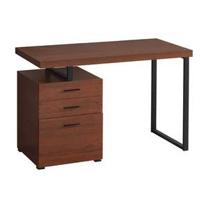 Tiroirs de rangement modernes pour ordinateur portable, bureau à domicile, contemporain, noir, métal, brun stratifié, gauche, droite, pour le travail - Product Image 2