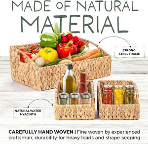 Juego de 3 Cestas de Almacenamiento Tejidas a Mano de Jacinto de Agua – Contenedores Organizadores Decorativos de Mimbre Natural con Asas Integradas para Baño - Product Image 3