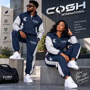 Unisex Tracksuit Set Navy Gray Full <b>Zip</b> Sporty <b>Joggers</b> With Side <b>Pockets</b> Breathable Polyester Autumn Wear Nylon Fabric - Product Image 5
