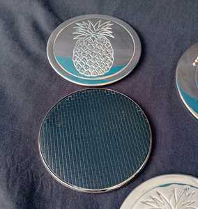 Engraved Heat Resistant Classic Modern Luxury Metal <b>Coaster</b> Set Holder <b>Silver</b> Plated Customizable Multi-functional Wedding Party - Product Image 4