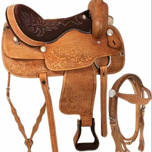 Silla de Montar Inglesa de Diseño Grabado con Arco de Madera, Cuero Genuino de la Mejor Calidad, Color Personalizado, Suministros Ecuestres - Product Image 1