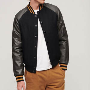 Blouson universitaire d'hiver à capuche, style urbain, personnalisable OEM, design universitaire, coupe ajustée, en laine/cuir, haute qualité - Product Image 5