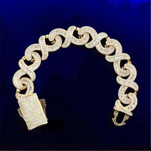 Pulsera de Lujo con Eslabones Infinitos y Piedras Incrustadas, Corte Baguette y Redondo, Moissanita VVS, Oro Sólido de 14K, Joyería Hip Hop para Hombre - Product Image 2