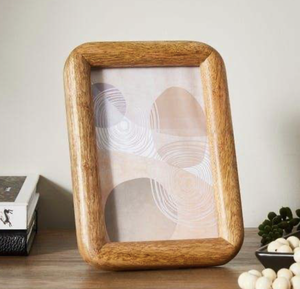 Wooden Photo Frame Rectangular Minimalist <b>Tabletop</b> Vertical Brown Natural Finish - Product Image 1
