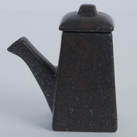Olla de Cerámica para Salsa de Soya de 200 ml con Esmalte Reactivo, Diseño Minimalista, Tapa de Madera, para Restaurante, Hotel, Vajilla