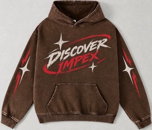 Sudadera con Capucha Gráfica Oversize Personalizada de Algodón Pesado con Lavado Vintage, Estilo Urbano, Estampado Serigrafiado, OEM ODM, Directo de Fábrica, Bajo Precio - Product Image 3