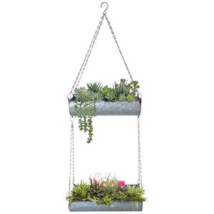 Jardinière rectangulaire suspendue en métal galvanisé, décorative pour balcon, patio, véranda, intérieur/extérieur, maison. - Product Image 3