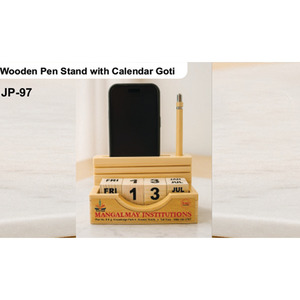 Premium Personalized Wooden Pen Stand with <b>Calendar</b> Cube Organizer for Father's Day and Christmas <b>Digital</b> Printing - Product Image 1