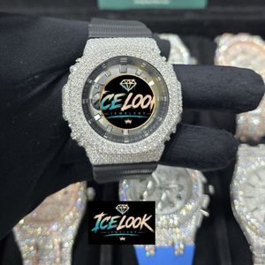 ICELOOK หรูหราไรน์สโตนนาฬิกาสแตนเลส 42 มม. แบบอะนาล็อกควอตซ์ผู้ชายสายยางหน้าปัดคริสตัลแซฟไฟร์เด็ก - Product Image 1