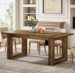 Mesa de Comedor Moderna de Teca de Gran Tamaño, Mesa de Comedor de Madera con Seis Sillas, Juegos de Comedor Nórdicos para Muebles de Restaurante y Hotel - Product Image 1