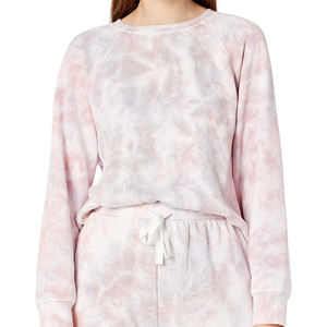 Conjunto de Sudadera Oversize Tie Dye para Mujer, Manga Larga, Tejido de Algodón y Fibra de Bambú, Transpirable, Pantalones Cortos de Pijama de Verano con Bolsillos - Product Image 5