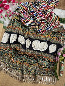 Best Quality Original Japan <b>Satin</b> with Colorful Stripe-Print & Ajrakh Print & Real-Mirror Lace Border Pallu <b>Saree</b> Woman Fashion - Product Image 2