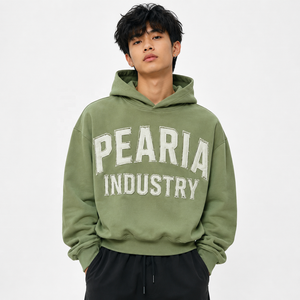 Sweat à capuche vintage en molleton délavé pour homme, 100 % coton, avec lettres vieillies, manches longues, coupe classique - Product Image 1