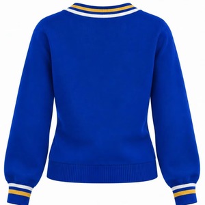 Suéter de Punto Personalizado para Mujer, Cuello en V, Manga Larga, Ribete de Rayas en Contraste, Diseño con Letra Personalizada, Casual para el Día a Día - Product Image 2