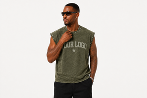 Débardeur surdimensionné personnalisé à clous et délavage acide, style punk rock streetwear, tee-shirt sans manches, vente en gros OEM - Product Image 2