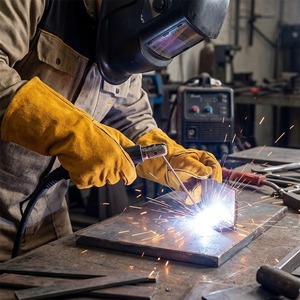Gants de soudage en cuir de vachette jaune renforcé de qualité supérieure, résistants à la chaleur, longs, résistants à l'abrasion, gants de sécurité pour le travail - Product Image 3