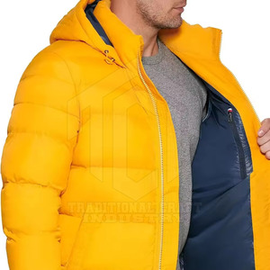 Modern <b>Hooded</b> Sheep <b>Fur</b> Bubble <b>Jacket</b> for Men Winter Cold Weather Travel Casual Style New Arrival Front Logo - Product Image 4