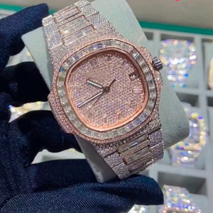 Montre mécanique Hip Hop personnalisée Iced Out VVS Lab Grown Square Antique avec certification GRA - Product Image 1