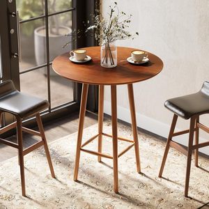 Solid Wood Round <b>Table</b> Walnut | Contemporary Side <b>Table</b> Hotel Cafe Restaurant Furniture - Product Image 1