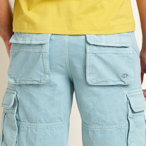 Shorts cargo bleu clair pour homme BE DOT GARMENTS, taille haute, 100% coton, décontractés, avec poches, logo sur le devant, séchage rapide, toile - Product Image 4