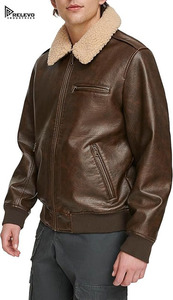 Chaqueta de Cuero Acolchada para Hombre, Color Marrón Oscuro, Cuello Alto, Estilo Casual, Ropa de Abrigo Cálida, Logotipo Frontal Personalizado, Proveedor - Product Image 2