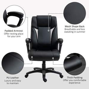 High Back Ergonomic PU Leather <b>Office</b> <b>Chair</b> with Adjustable Height and 360 <b>Swivel</b> Black Rocker - Product Image 4