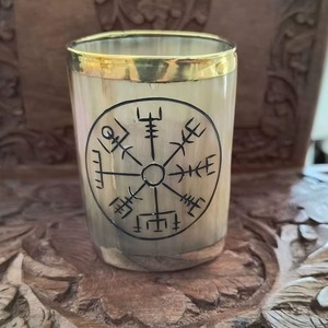 Handmade Natural Horn Glass Viking Drinkware Unique Eco-Friendly Carved Beverages Holder for Beer Mead <b>Whisky</b> Religious Mead - Product Image 1