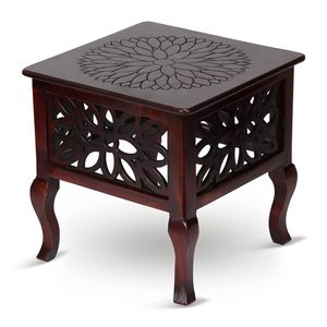 Table de chevet en bois avec design sculpté pour salon et chambre à coucher, décoration intérieure, petit meuble - Product Image 1