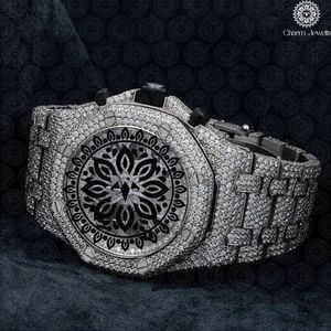 Montre de luxe Charm Jewells en acier inoxydable, mouvement mécanique analogique 40 mm, chronographe unisexe incrusté de diamants, boîtier carré 10 - Product Image 2