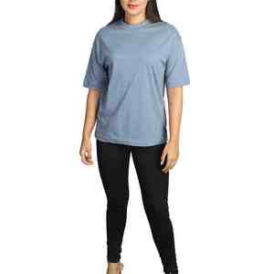 T-shirt en jersey de coton respirant à col roulé sans manches, coupe ajustée, couleur unie, pour femme, saison printemps - Product Image 2