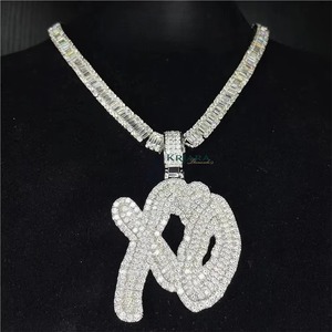 <b>Top</b> Selling 925 Silver <b>Gold</b> Plated Alphabet Letter Pendant Necklace With Diamond Hiphop For Daily Wear Available For Sale - Product Image 5