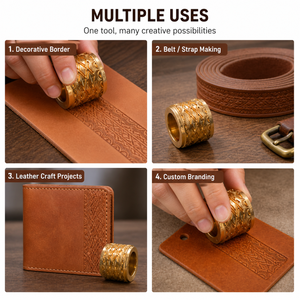 Leather Embossing Roller & Stamp Set for Belts Wallets Keychains | Premium Brass Pattern Embossing <b>Tool</b> for Professional Leather - Product Image 3