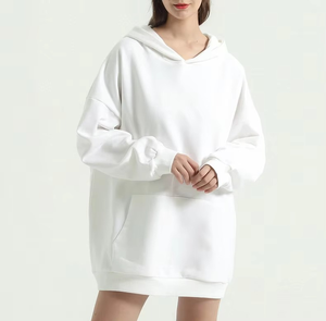 Hoodie oversize en coton blanc French Terry pour femme, avec oreilles de lapin - Product Image 1