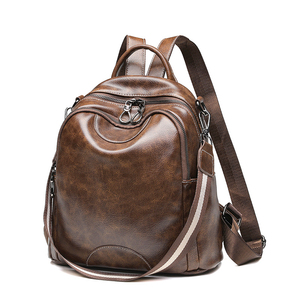 Sac à dos vintage imperméable antivol géométrique en PU souple avec fermeture éclair et port USB pour ordinateur portable pour hommes, capacité 36-59L - Product Image 1