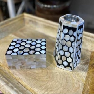 Handcrafted <b>Honeycomb</b> Patterned MOP Shell Bone Inlay Oud Burner Set for Luxury Tabletop & Hotel <b>Decor</b> - Product Image 1