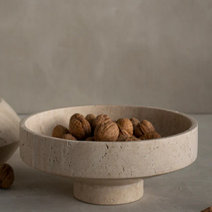TRAVERTINE <b>NARROW</b> BOW Handmade Minimalist travertine Bowl - Product Image 1