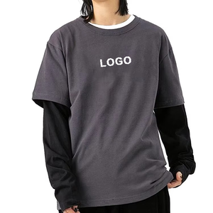 Men's Black Oversized T-Shirt With <b>White</b> Contrast Trim And Front Logo Print Casual Knitted Short Sleeve O-Neck Style - Product Image 2
