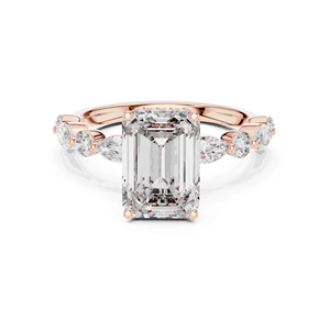 Anillo de Compromiso con Diamante Cultivado en Laboratorio de Corte Esmeralda de 3 Quilates, Halo Oculto, Oro Sólido de 18K, Certificado IGI, Anillo de Novia para Mujer - Product Image 5