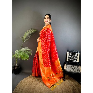 Banarasi Silk Patola Saree-Designer Silk Scarves & <b>Shawls</b> - Product Image 6