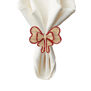 Bow Shape Rattan Napkin Ring Handwoven Decorative <b>Table</b> Accessory For Outdoor Dining Setup For Garden Patio And <b>Balcony</b> Meals - Product Image 1