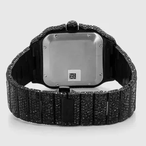 Montre de mariage mécanique personnalisée pour homme avec moissanite taille ronde et bracelet diamanté, cadran et boîtier personnalisables - Product Image 4