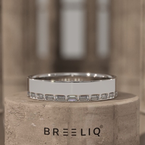 14K Solid Gold Lab Grown Diamond Baguette Band Wide Flat Ring Channel Style <b>Wedding</b> Band Unisex Fine Jewelry - Product Image 4