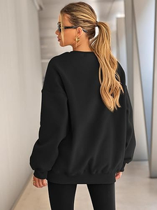 Sudadera de algodón con cuello redondo, personalizada, unisex, extragrande, de forro polar grueso, para invierno, con logo frontal, para mujer - Product Image 5