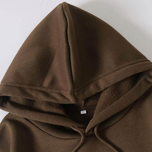 Sweat-shirts pour hommes fabriqués directement en usine, couleur marron uni personnalisée, mélange coton et polyester, vêtements d'hiver pour hommes - Product Image 3