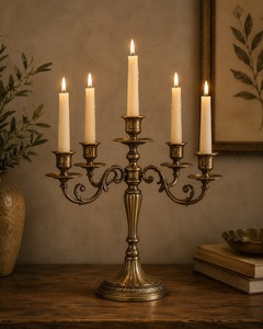 Metal <b>Tapered</b> <b>Candle</b> Holder Set with Golden Shade Handmade Durable Home Decor for Wedding Use-M.F. INTERNATIONAL EXPORTS - Product Image 5