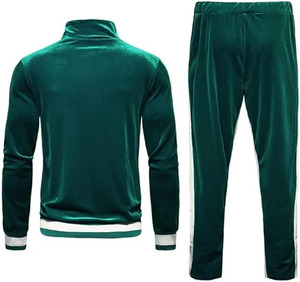 Conjunto Deportivo de Lujo para Hombre, Terciopelo Esmeralda, Dos Piezas, Informal, Deportivo y de Ocio, Transpirable, Ecológico, Tallas Grandes - Product Image 2