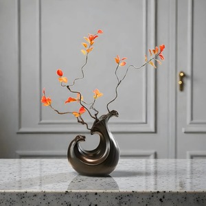 Modern Porcelain <b>Vase</b> With Silver Glaze Tabletop Decor Exquisite Design 8-16 Inches Width 8-12in - Product Image 4